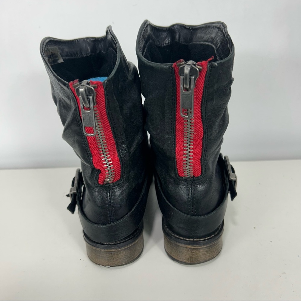 REMONTE black leather moto combat boots - Picture 6 of 11